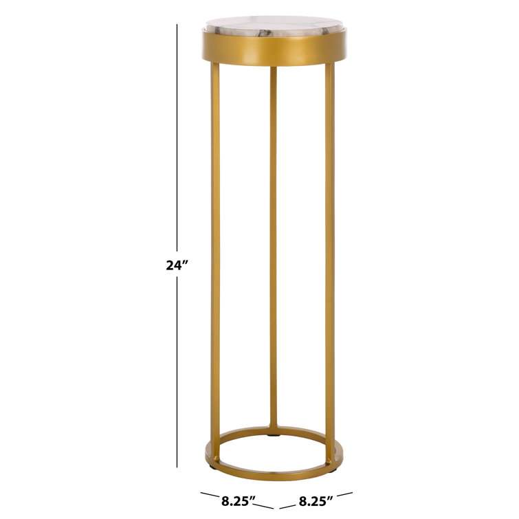 White Rock Crystal and Gold Metal Round Drink Table