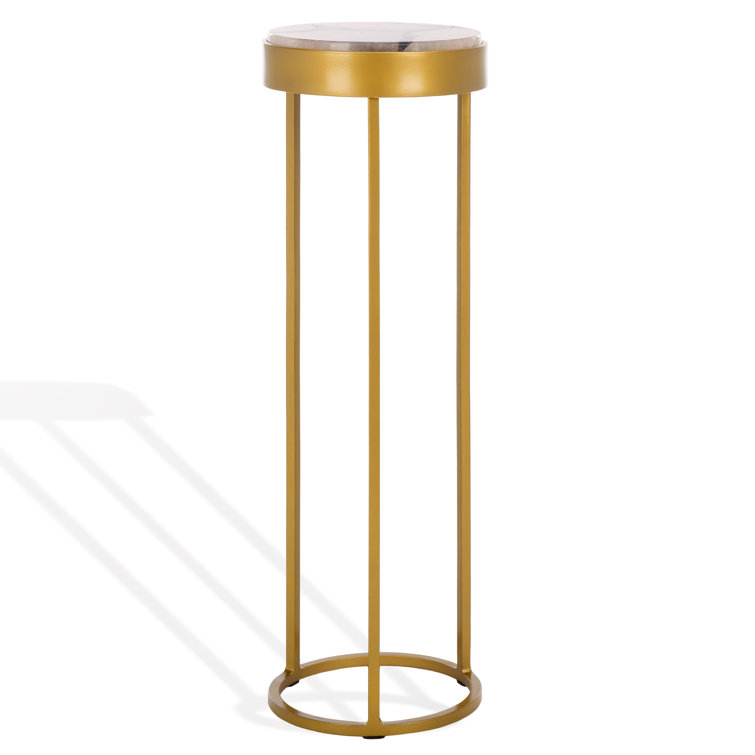 White Rock Crystal and Gold Metal Round Drink Table
