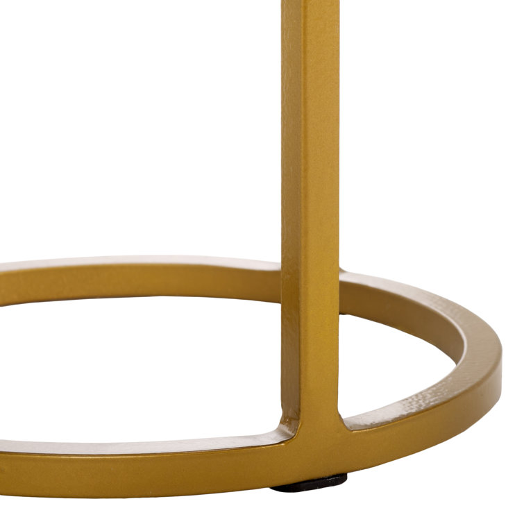 White Rock Crystal and Gold Metal Round Drink Table