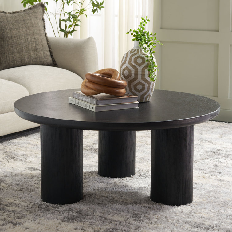 Aicha Black Round Wood Outdoor Coffee Table