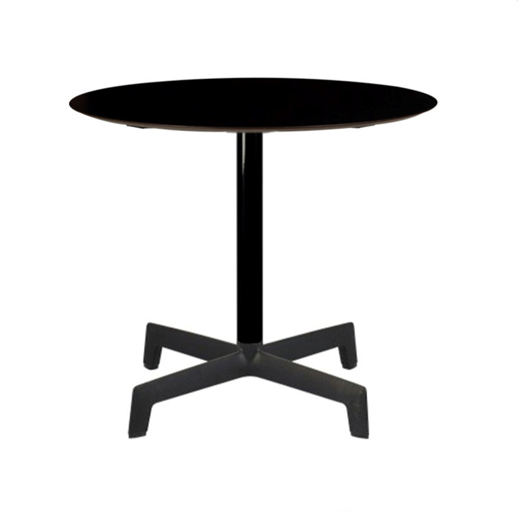 Black Round Synthetic Laminate Dining Table with Cross Base