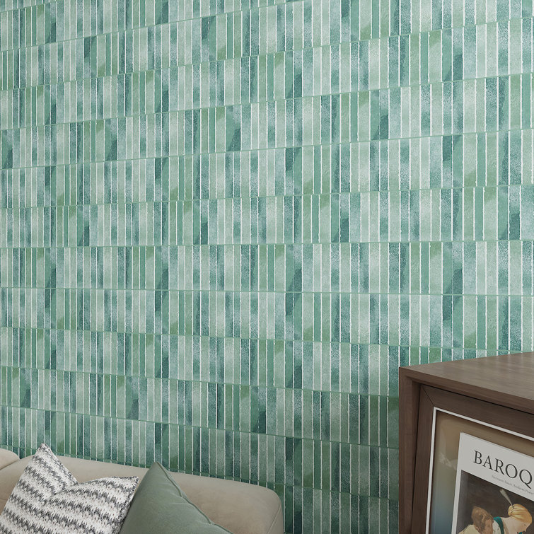 Colorido Green Glossy Ceramic 4x12 Wall Tile