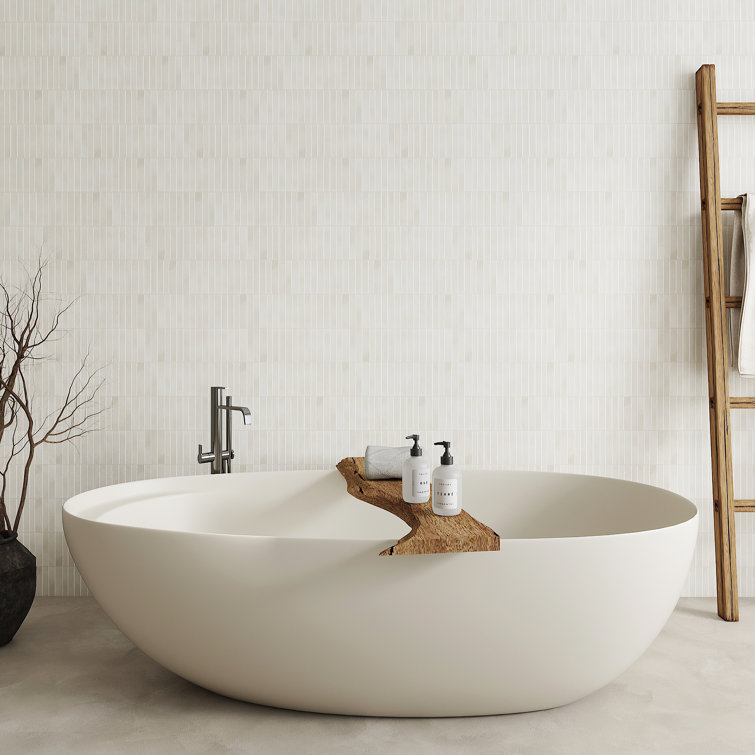 White Glossy Fluted Ceramic 4" x 12" Wall Tile