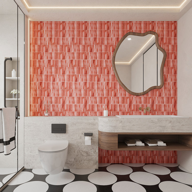 Colorido Red Fluted Glossy Ceramic Wall Tile - 4" x 12"