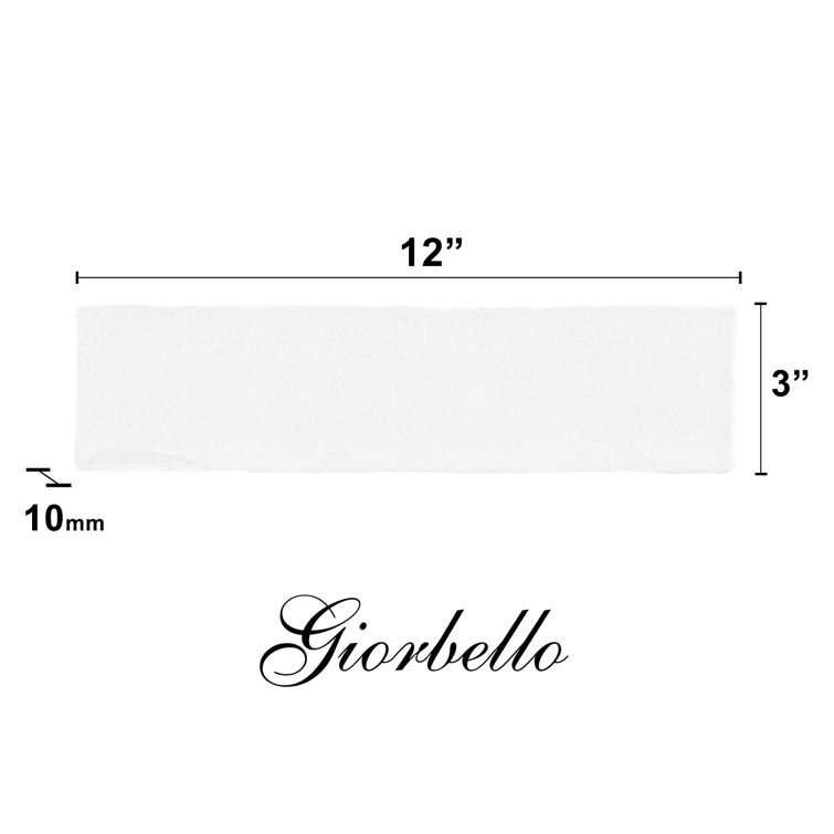 White Glossy 3x12 Rectified Ceramic Wall and Floor Tile