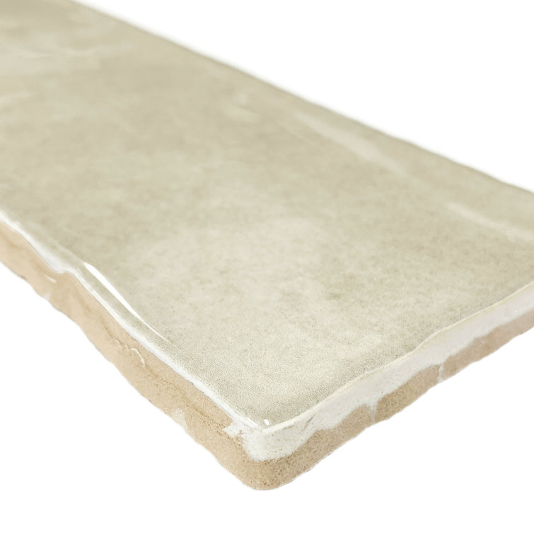 Beige Glossy Ceramic Subway Wall and Floor Tile 3" x 12"
