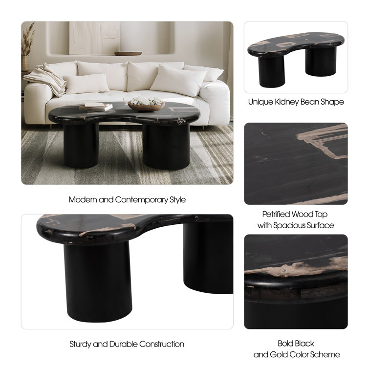 Aphra Black Solid Wood Free Form Coffee Table
