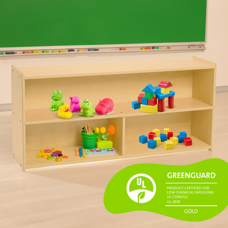 Little Explorer's Natural Wood 2-Cubby Kids Storage Shelf