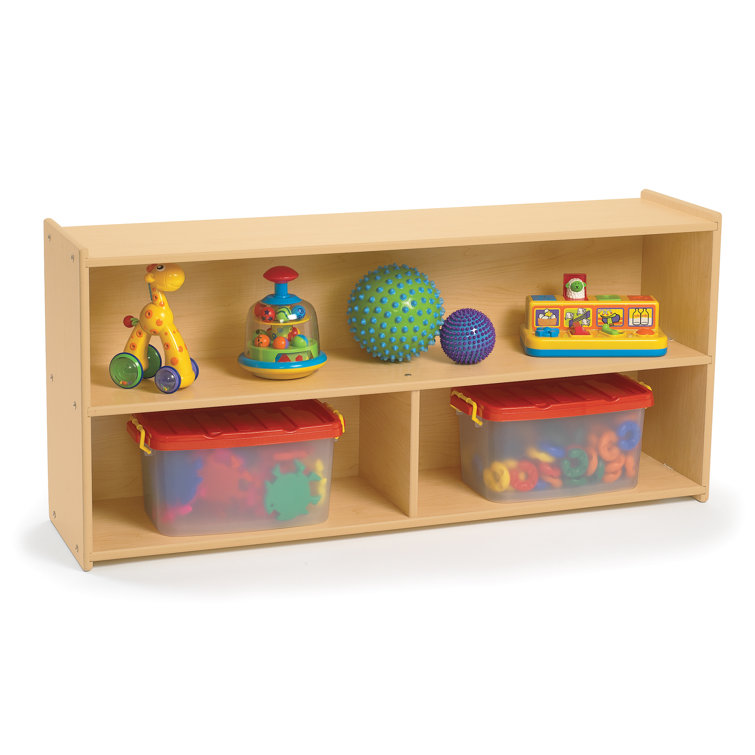 Little Explorer's Natural Wood 2-Cubby Kids Storage Shelf