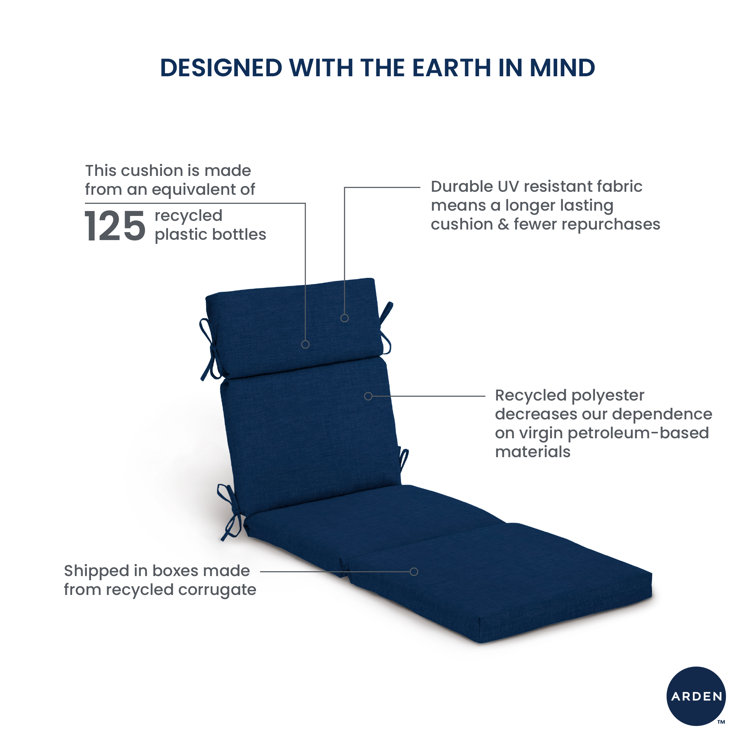 Clark Blue Polyester Outdoor Chaise Lounge Cushion