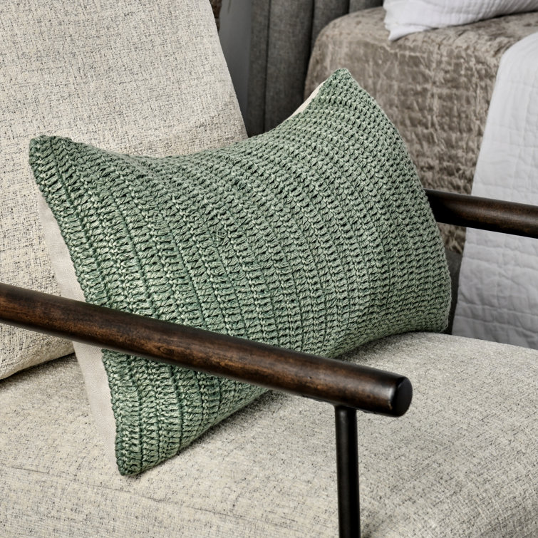 Nakeya Blue Linen Lumbar Throw Pillow