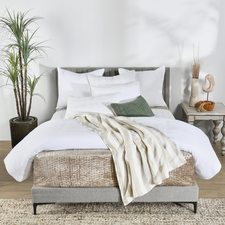 Nakeya Blue Linen Lumbar Throw Pillow