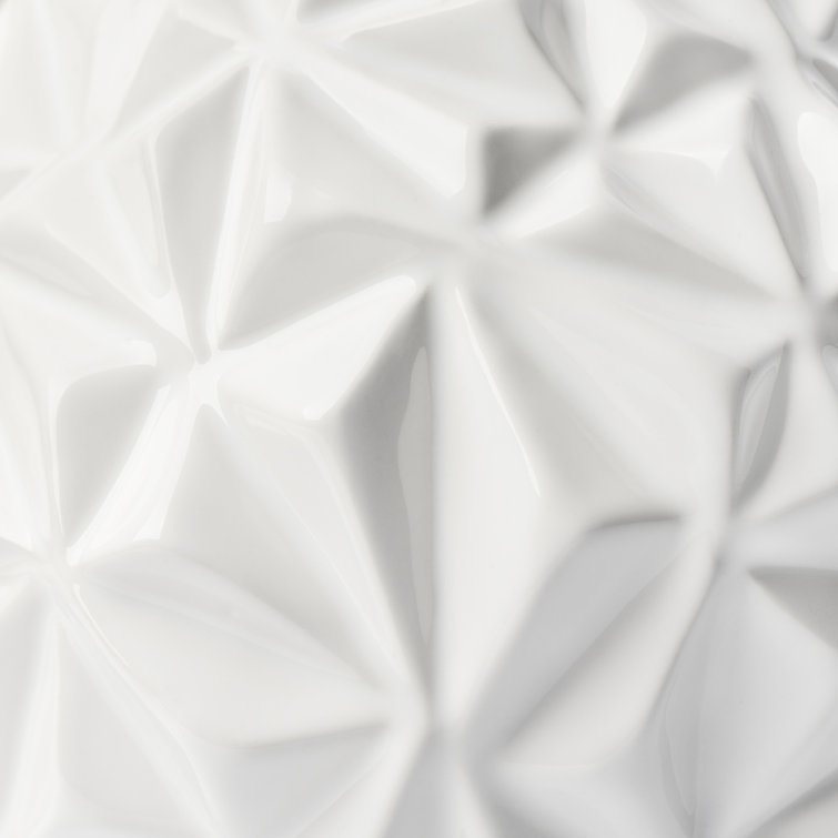White Lacquered Ceramic Geometric Table Vase
