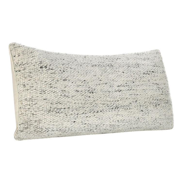 Ivory Recycled Fabric Long Lumbar Throw Pillow