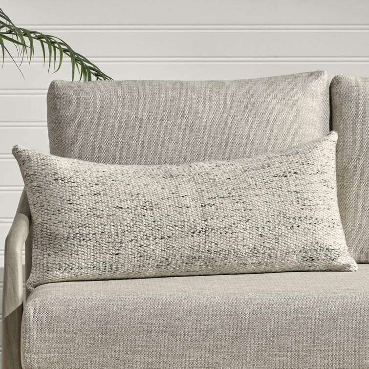 Ivory Recycled Fabric Long Lumbar Throw Pillow