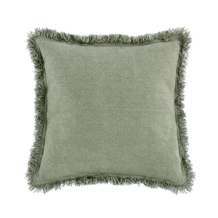 Agatha 22" Ivory Linen-Blend Throw Pillow with Feather Insert