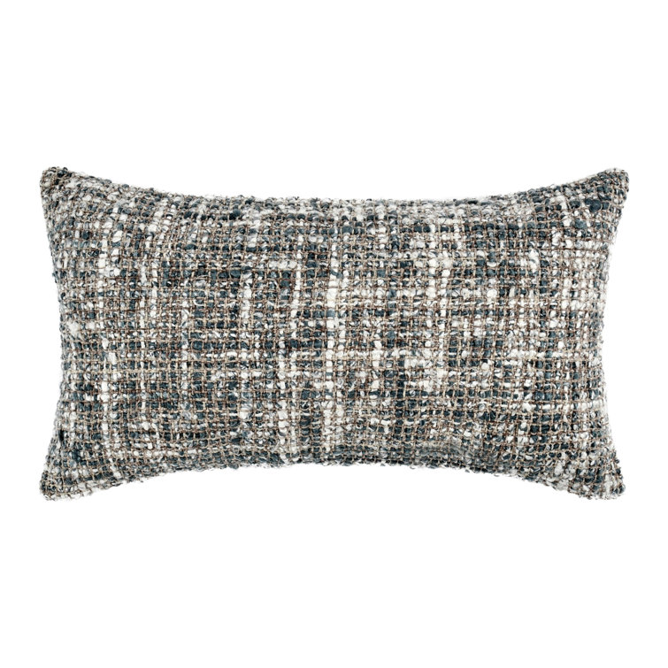 Blue Slate Textured Rectangular Lumbar Pillow with Recycled Fibers