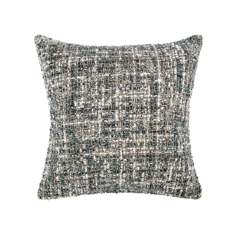 Porter 24" Black and White Woven Cotton Blend Throw Pillow