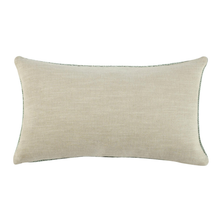 Sagebrush Green Knitted Linen Throw Pillow, 14"x26"