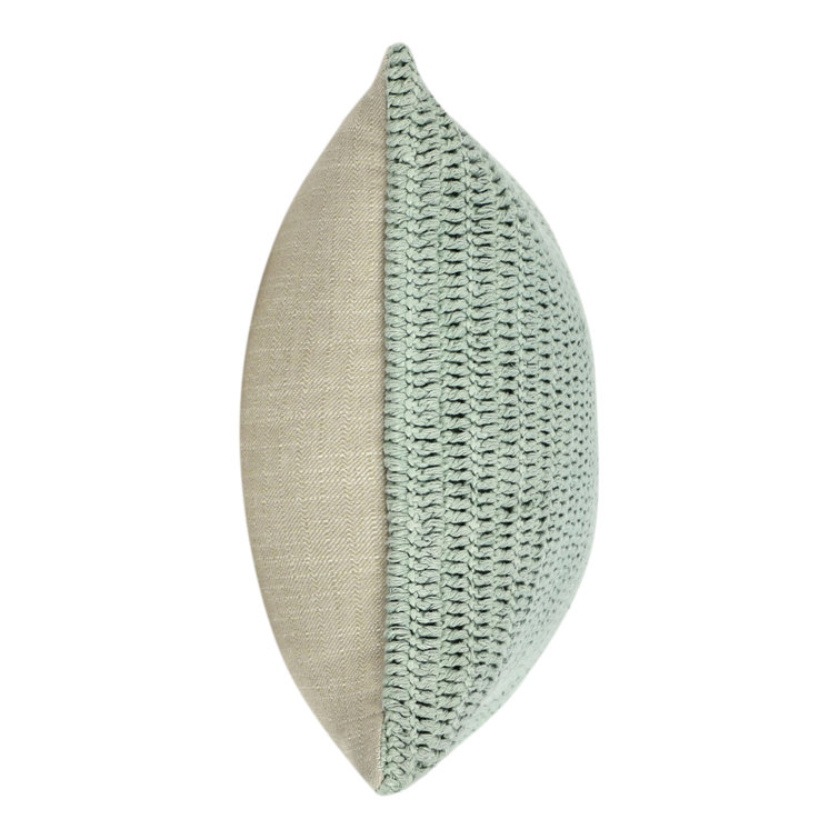 Sagebrush Green Knitted Linen Throw Pillow, 14"x26"