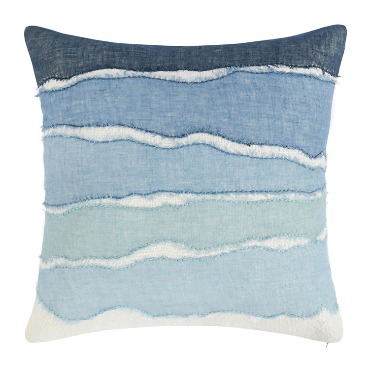 Blue Ombre Linen Blend Square Throw Pillow