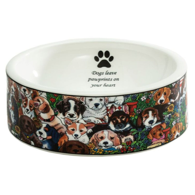 Dogs Leave Pawprints Large Bone China Dog Bowl