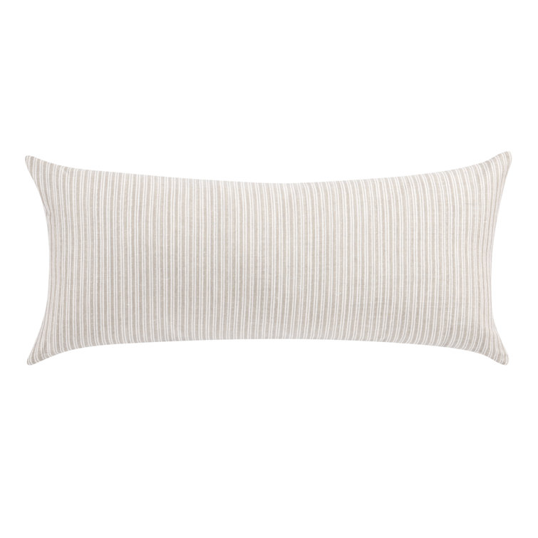 Natural Beige Cotton Linen Blend Rectangular Lumbar Pillow