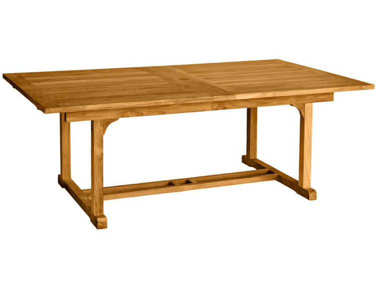 Teak 13-Piece Extendable Rectangular Dining Set with Stackable Chairs