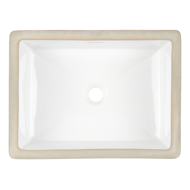 Euric 20" White Ceramic Rectangular Undermount Bathroom Sink