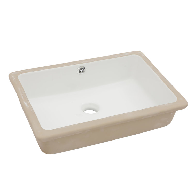 18'' Beige and White Ceramic Rectangular Undermount Bathroom Sink