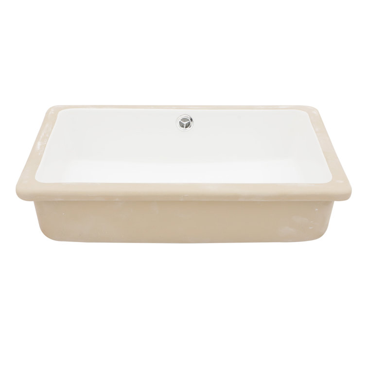 18'' Beige and White Ceramic Rectangular Undermount Bathroom Sink