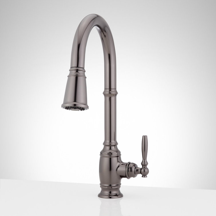 Gunmetal High-Arch Pull-Down Kitchen Faucet with Lever Handle