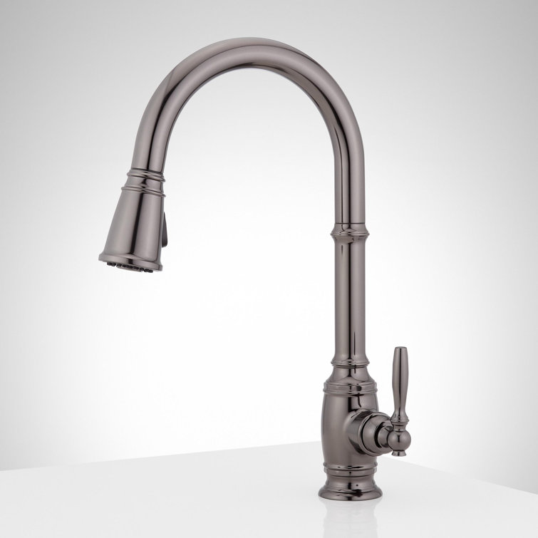Gunmetal High-Arch Pull-Down Kitchen Faucet with Lever Handle