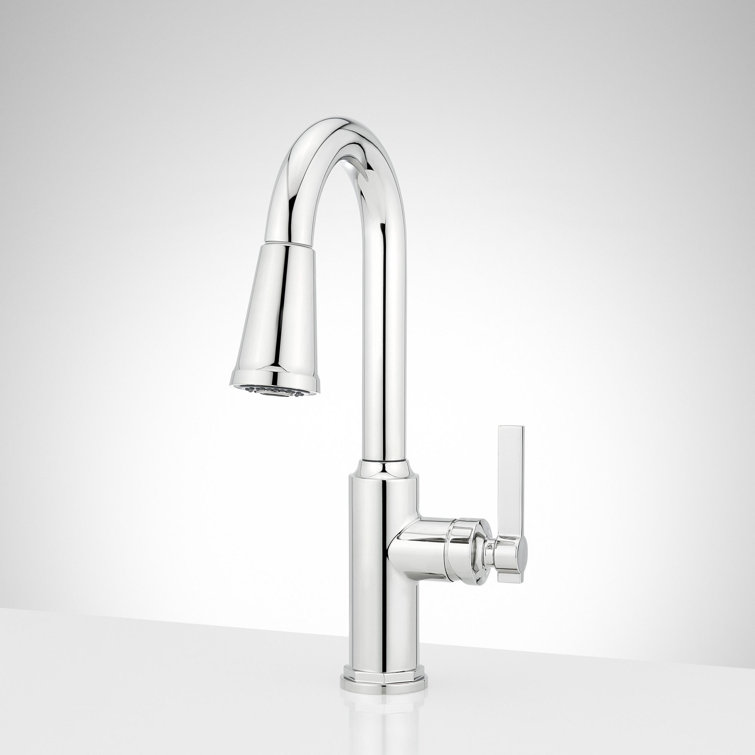 Chrome Single Hole Pull Down Bar Faucet with Spray
