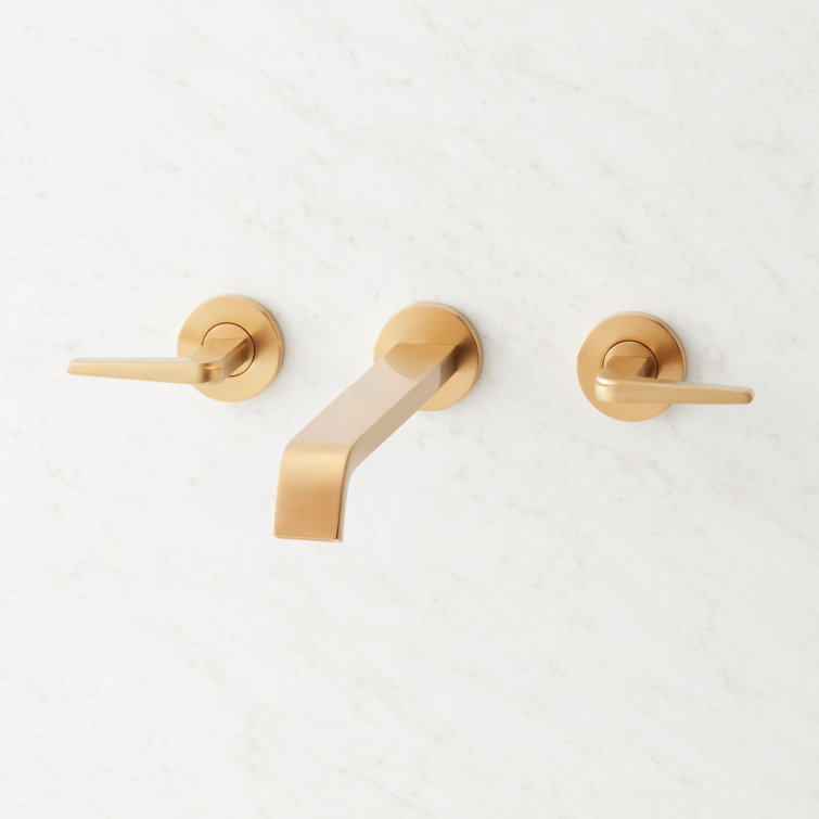 Brushed Gold Modern Wall Mounted Bathtub Faucet