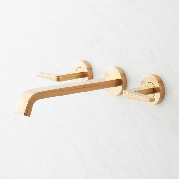 Brushed Gold Modern Wall Mounted Bathtub Faucet