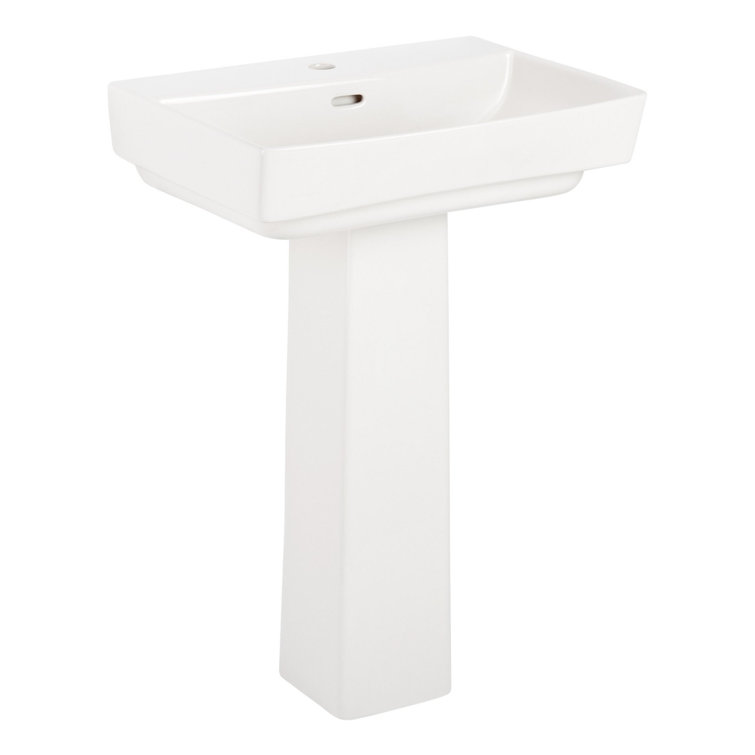 Pentero 23" White Fireclay Pedestal Bathroom Sink