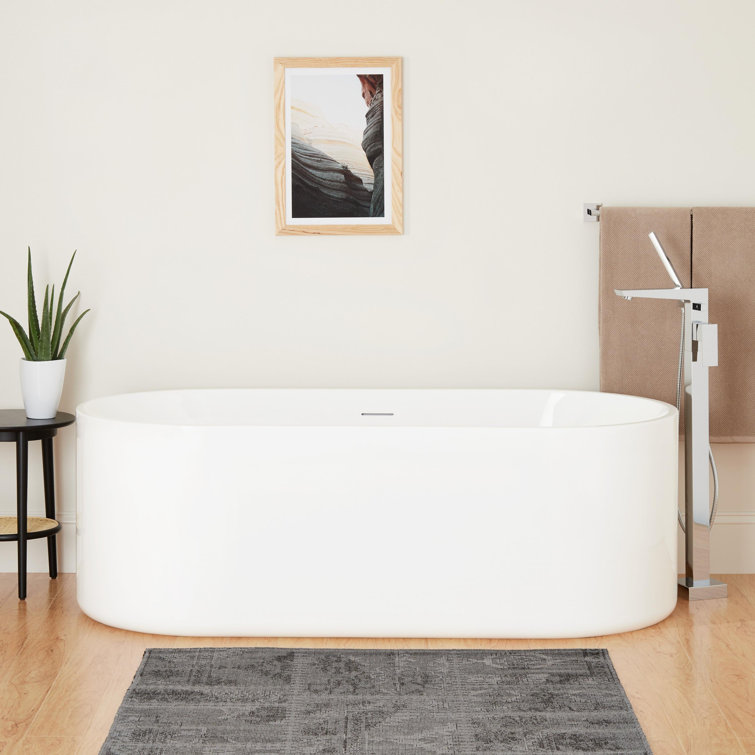 Conroy 67" Glossy White Acrylic Freestanding Soaking Bathtub