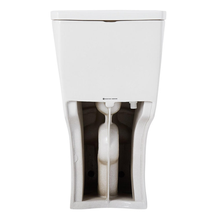 White Vitreous China Elongated One-Piece Toilet with Brushed Nickel Lever