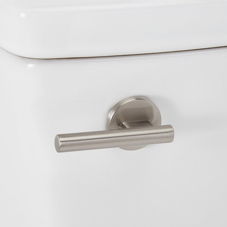 White Vitreous China Elongated One-Piece Toilet with Brushed Nickel Lever