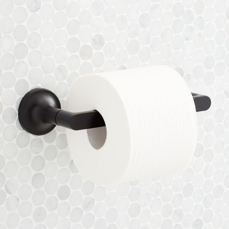 Matte Black Metal Wall Mounted Pivoting Toilet Paper Holder
