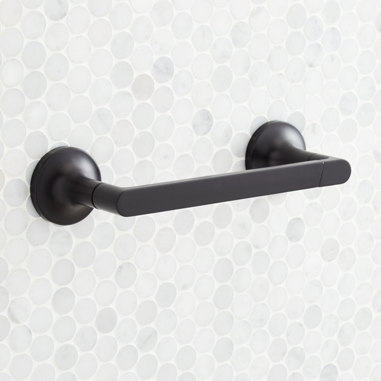Matte Black Metal Wall Mounted Pivoting Toilet Paper Holder