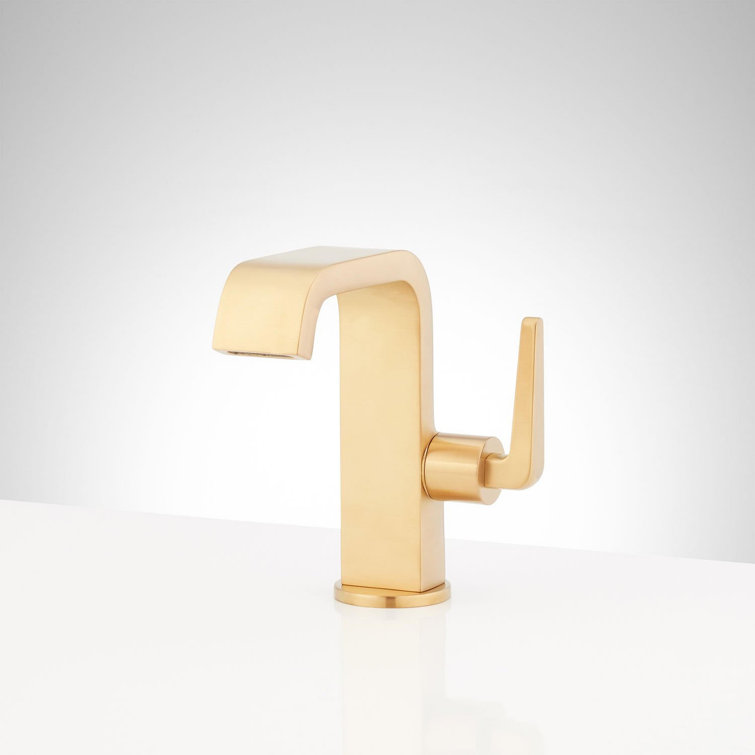 Brushed Gold Modern Single Hole Bathroom Faucet with Lever Handle