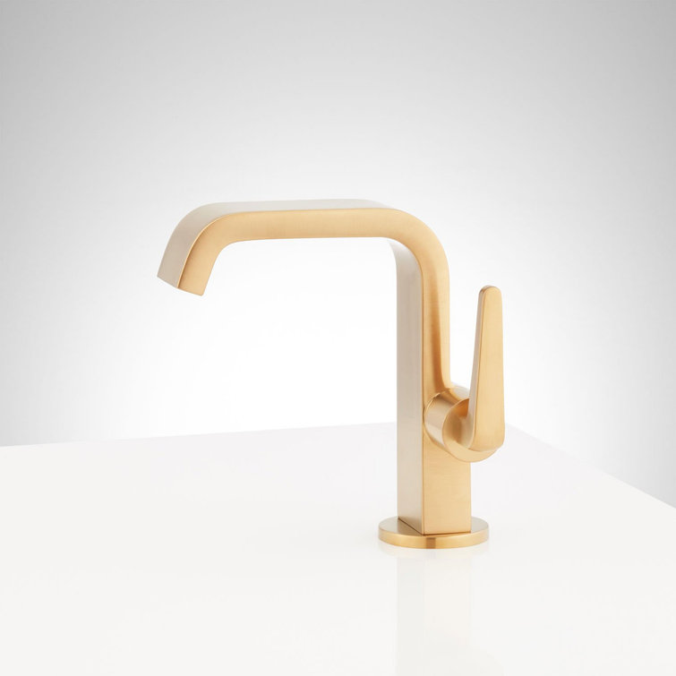 Brushed Gold Modern Single Hole Bathroom Faucet with Lever Handle