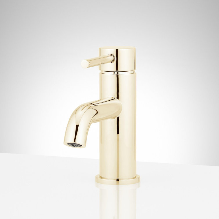 Polished Brass Single Hole Bathroom Faucet with Lever Handle