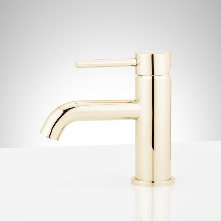 Polished Brass Single Hole Bathroom Faucet with Lever Handle
