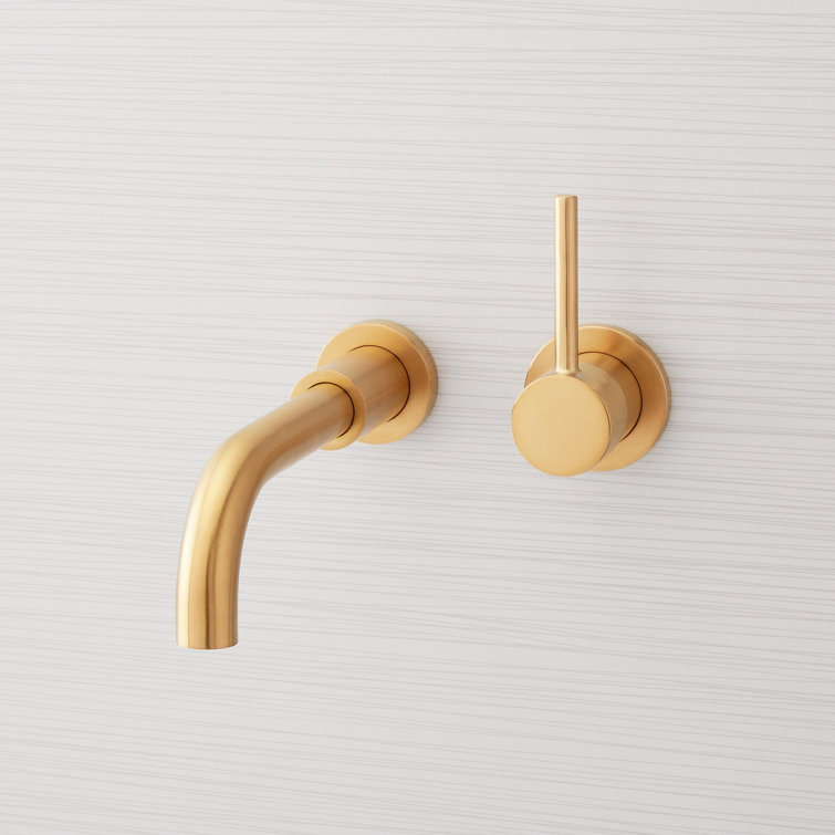 Brushed Gold Wall Mounted Modern Bathroom Faucet