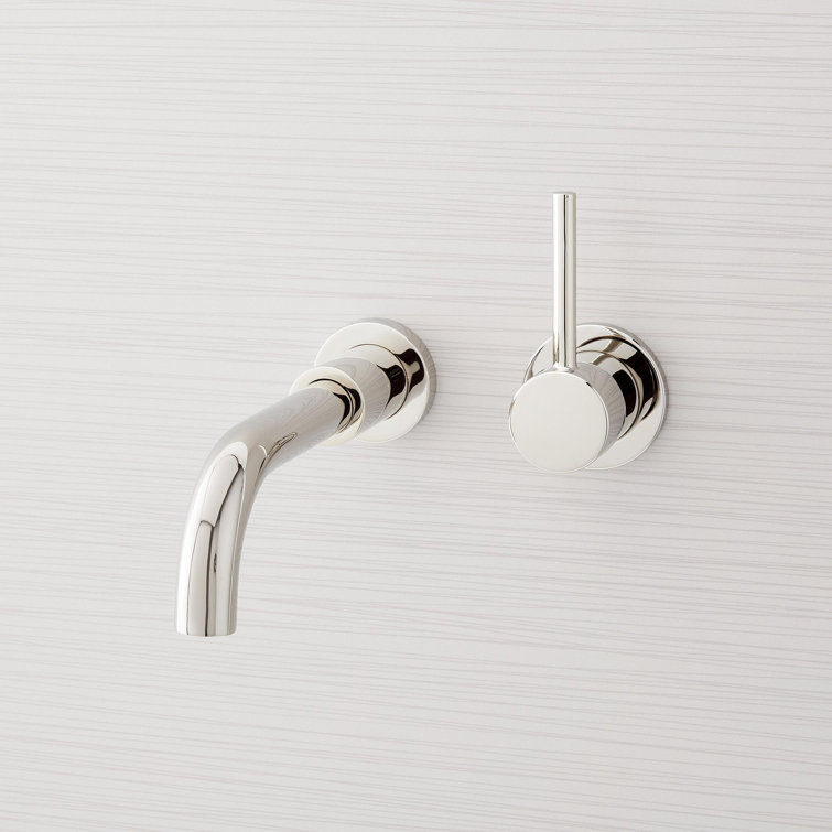 Polished Nickel Wall Mounted Modern Bathroom Faucet