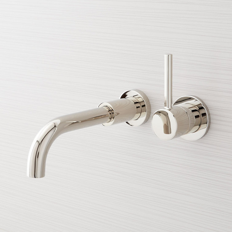 Polished Nickel Wall Mounted Modern Bathroom Faucet