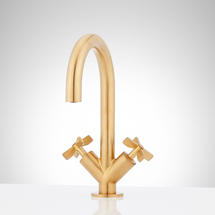 Brushed Gold High Arc Single Hole Bathroom Faucet